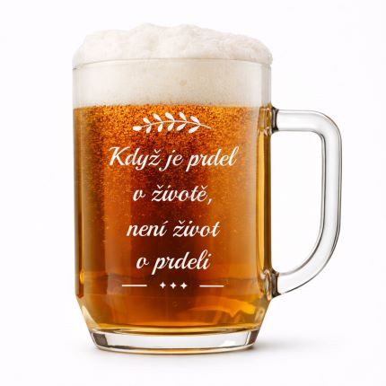 Sklenice na pivo s nápisem