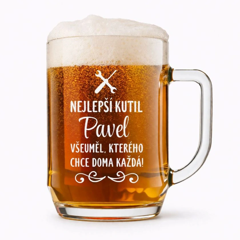 Půllitr s pískovaným motivem "NEJLEPŠÍ KUTIL"