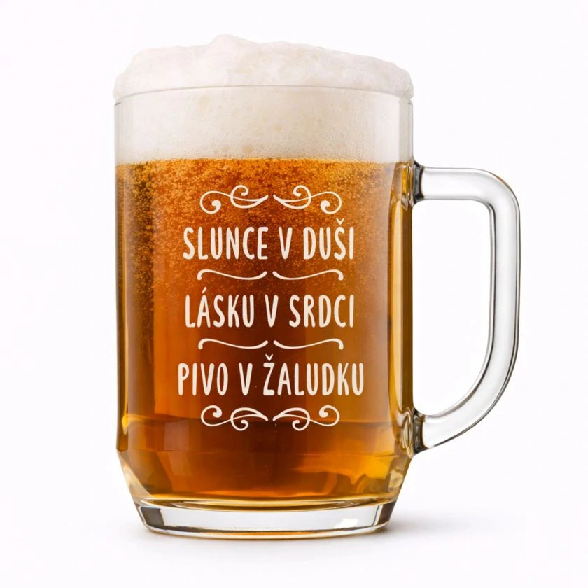 Půllitr s pískovaným motivem "SLUNCE V DUŠI"