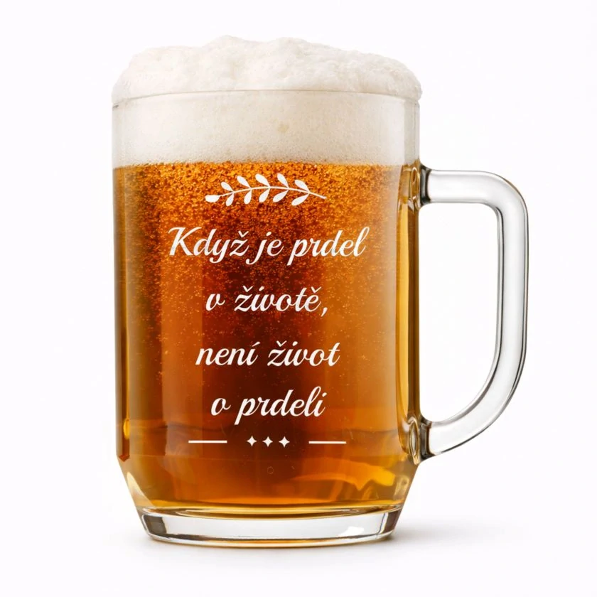 Půllitr s pískovaným motivem "ŽIVOT"
