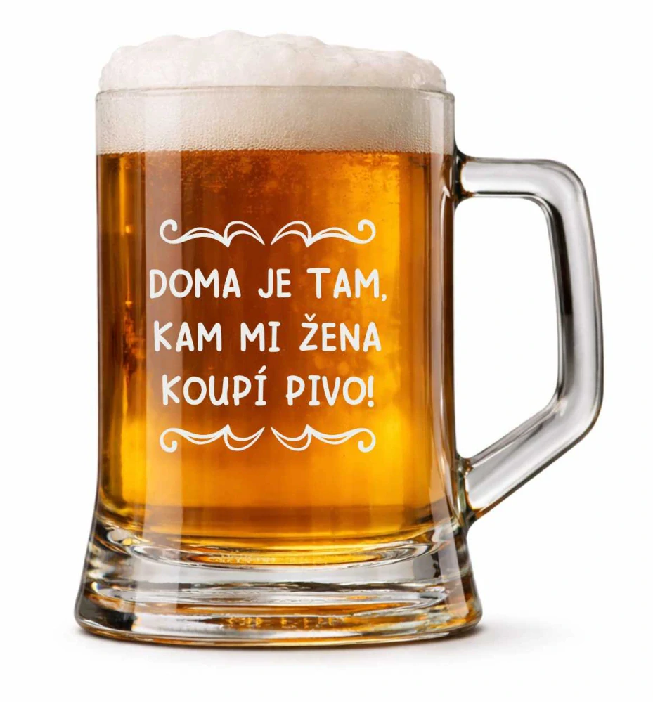 Půllitr s pískovaným motivem "DOMOV"