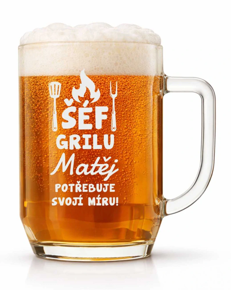 Půllitr s pískovaným motivem "ŠÉF GRILU"