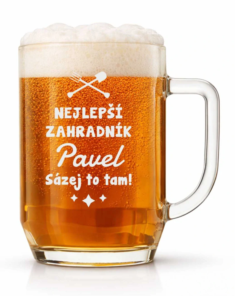 Půllitr s pískovaným motivem "NEJLEPŠÍ ZAHRADNÍK"