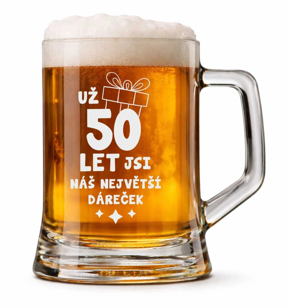Půllitr s pískovaným motivem "JSI DÁREČEK"