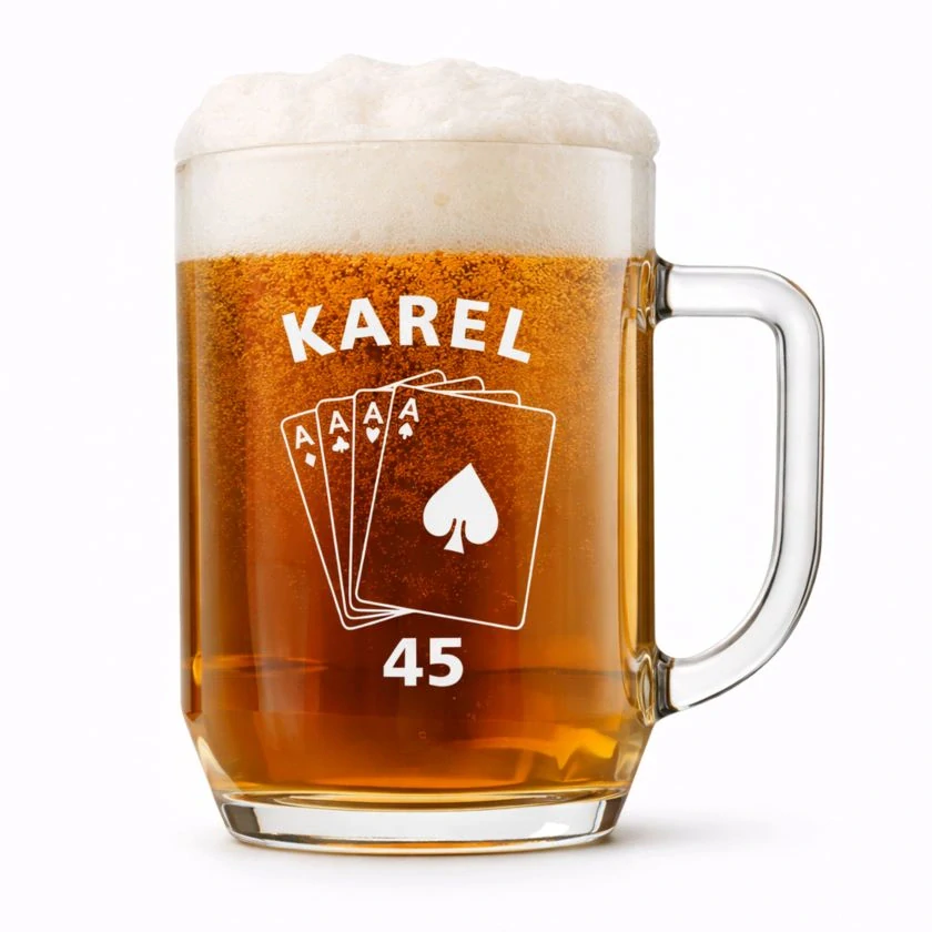 Půllitr s pískovaným motivem "KARTY"