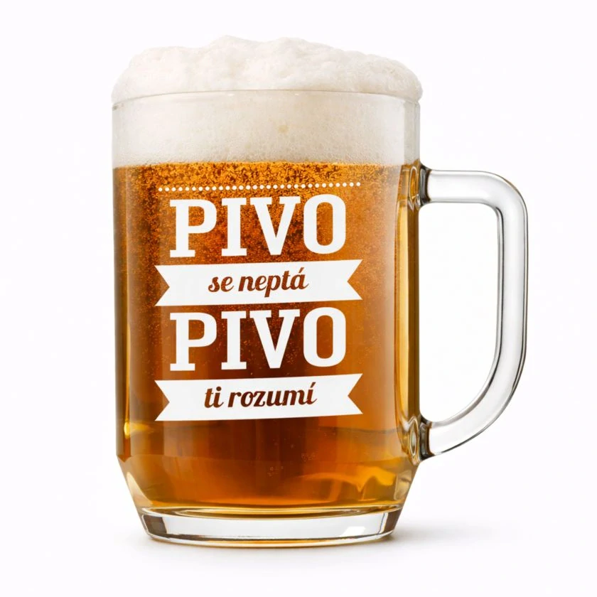 Půllitr s pískovaným motivem "PIVO TI ROZUMÍ"