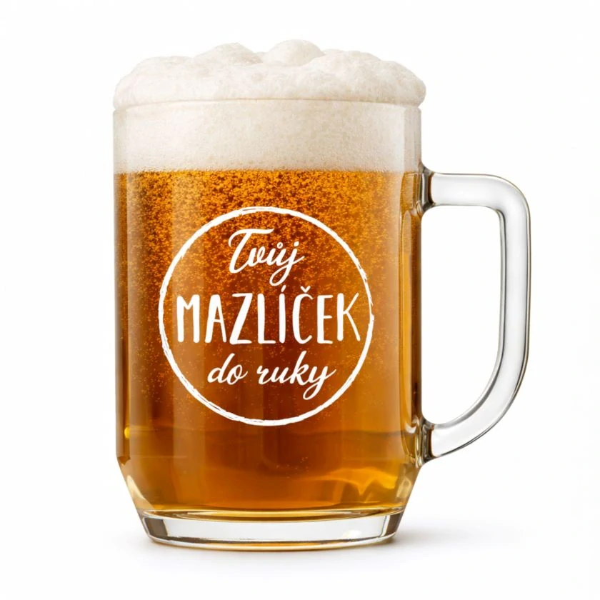 Půllitr s pískovaným motivem "MAZLÍČEK DO RUKY"