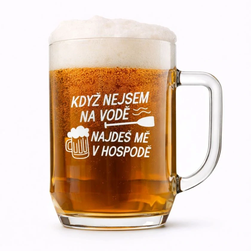 Půllitr s pískovaným motivem "NA VODĚ"