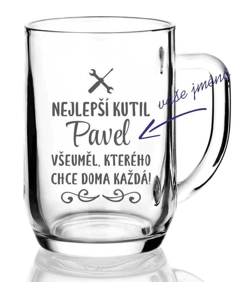 Půllitr s pískovaným motivem "NEJLEPŠÍ KUTIL"