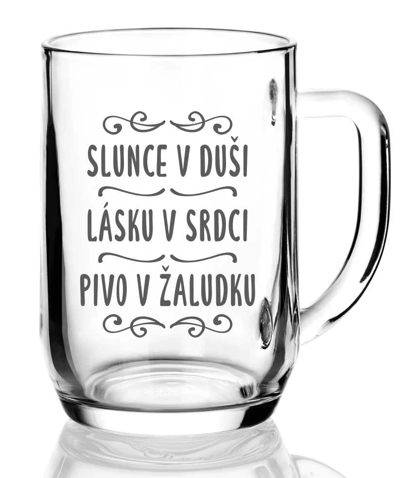 Půllitr s pískovaným motivem "SLUNCE V DUŠI"