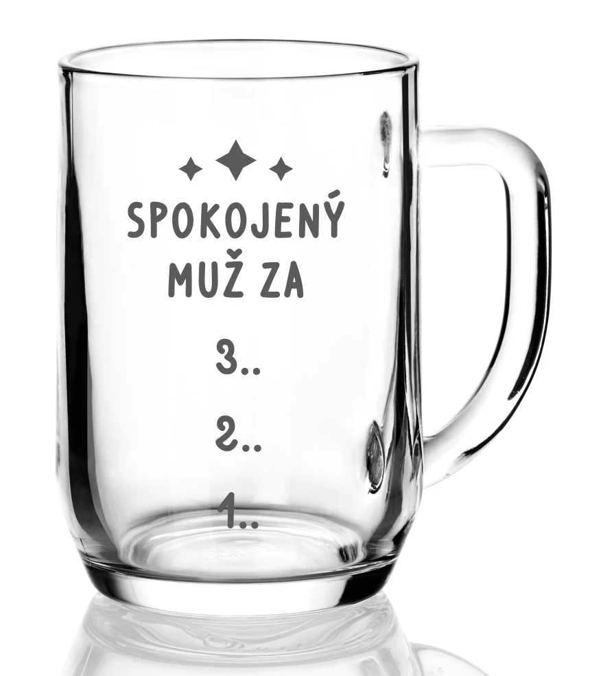 Půllitr s pískovaným motivem "SPOKOJENÝ MUŽ"