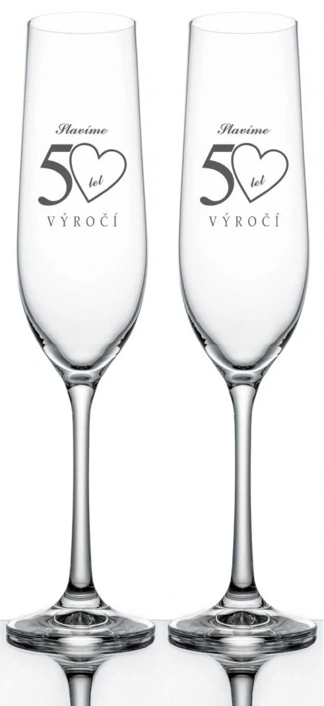Skleničky na sekt k výročí svatby SRDCE, 2 ks