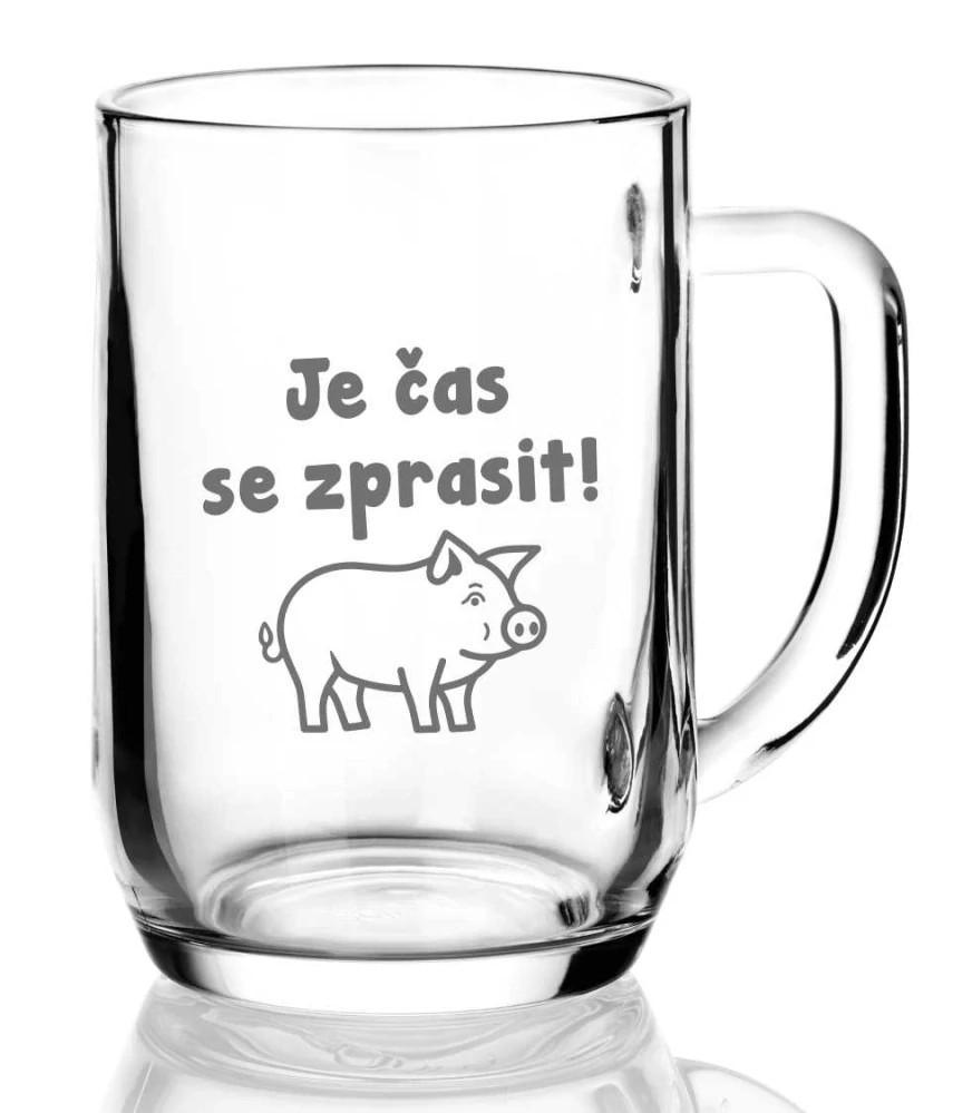 Půllitr s pískovaným motivem "JE ČAS"