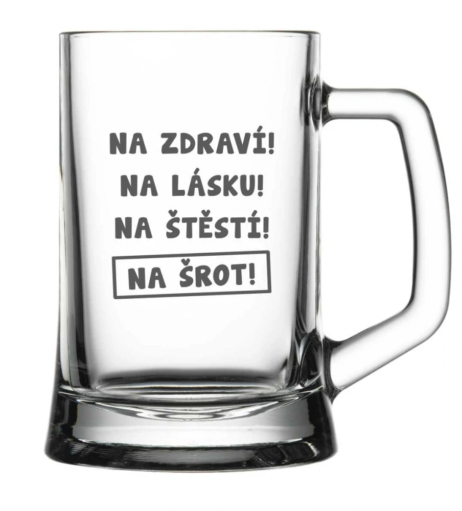 Půllitr s pískovaným motivem "NA ŠROT"