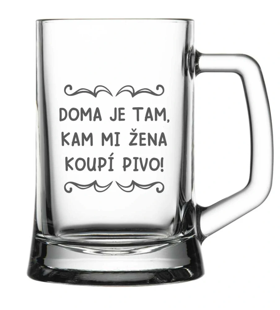 Půllitr s pískovaným motivem "DOMOV"