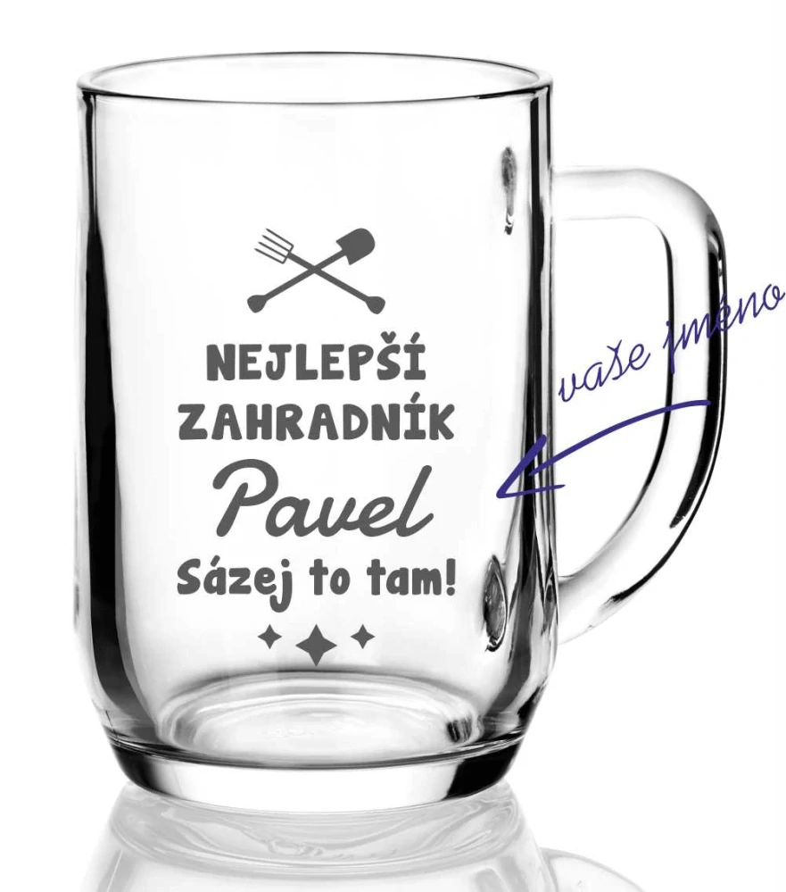 Půllitr s pískovaným motivem "NEJLEPŠÍ ZAHRADNÍK"