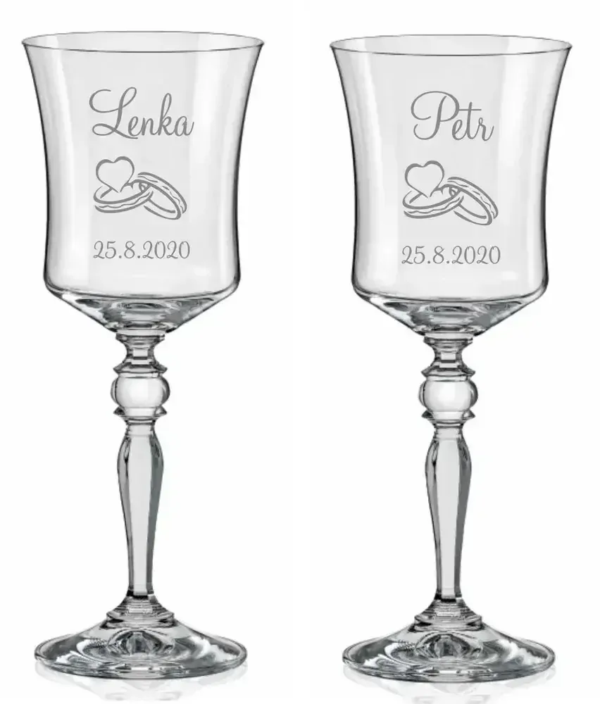 Svatební skleničky na víno Prsteny, 2 ks