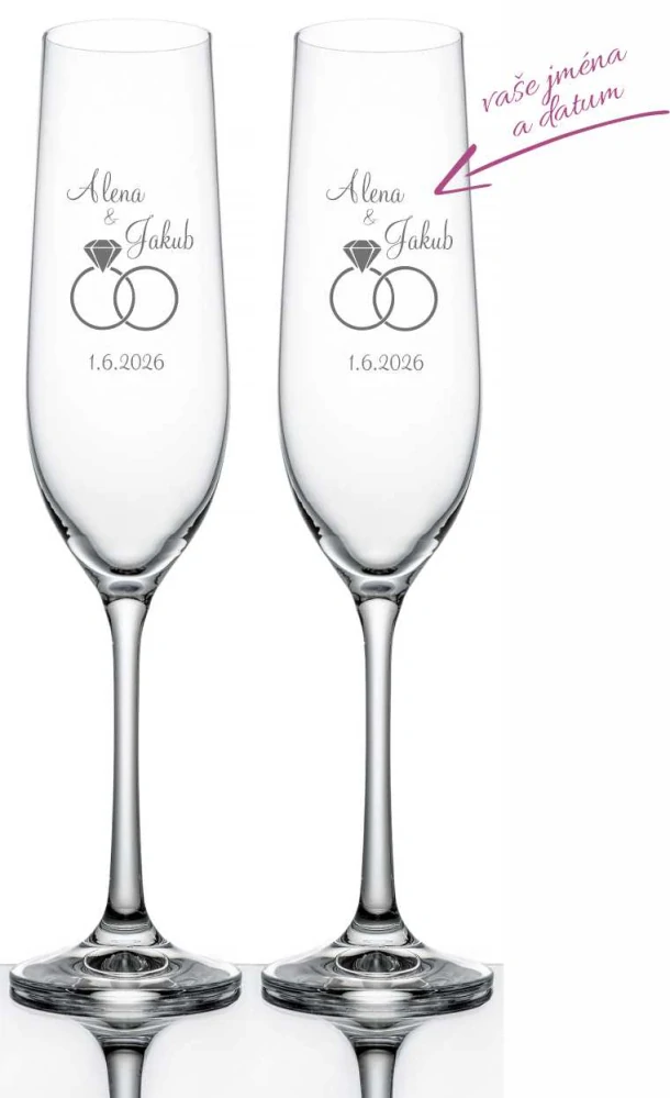 Svatební skleničky na sekt Drahokam, 2 ks