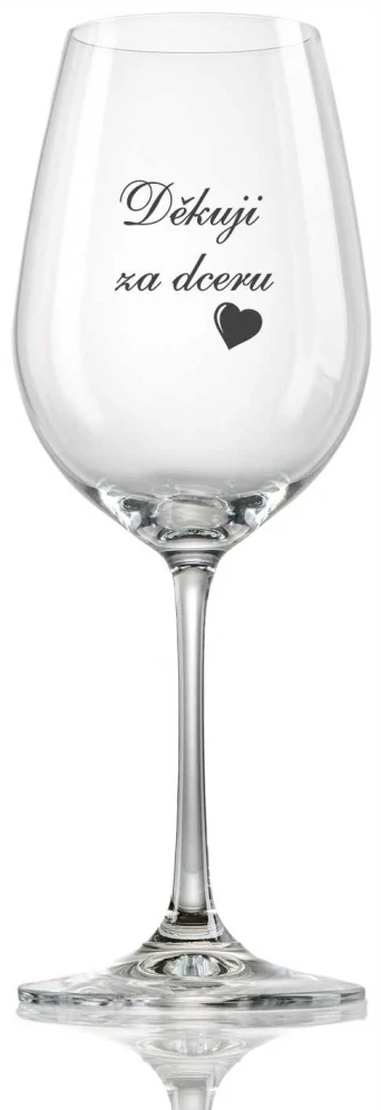 Svatební sklenička na víno Děkuji za dceru s datem svatby na dýnku, 1 ks