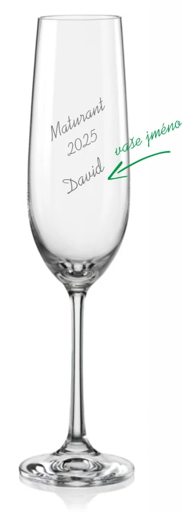 Maturitní sklenička na sekt se jménem 190ml, 1 ks
