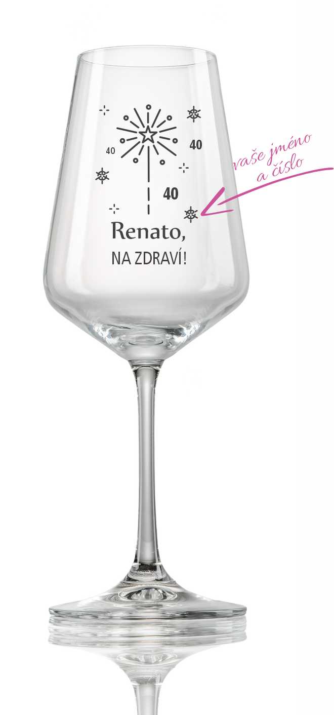 Sklenička na víno "OHŇOSTROJ", 1ks