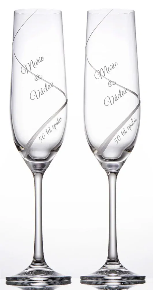 Skleničky na sekt k výročí svatby PRSTENY, 2 ks