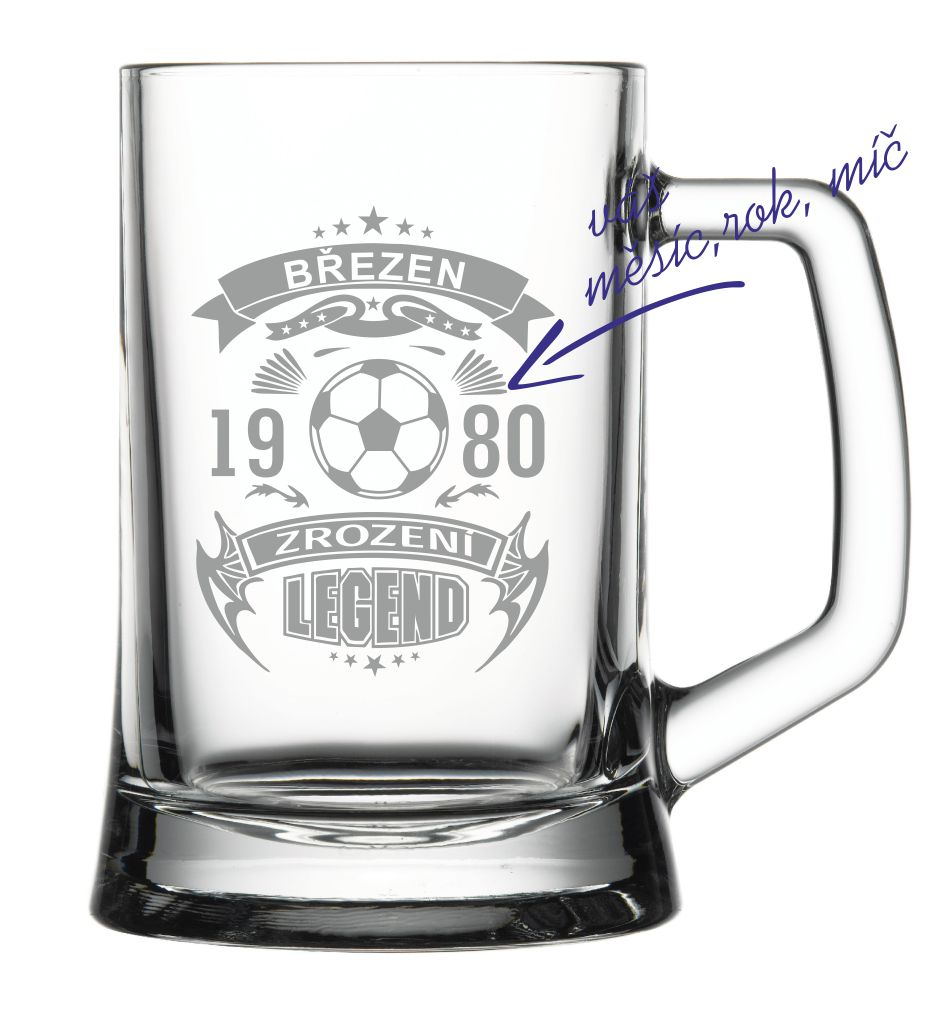 Půllitr s pískovaným motivem "ZROZENÍ LEGEND"