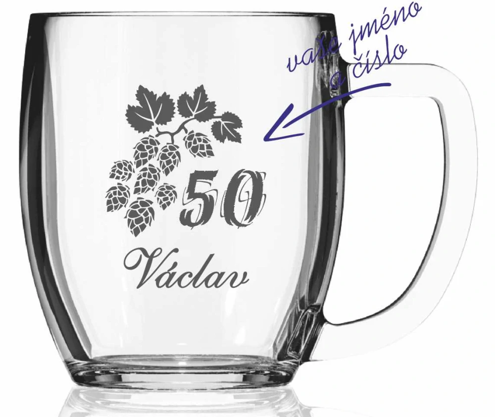 Půllitr s pískovaným motivem "CHMEL"