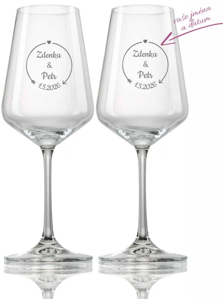 Svatební skleničky na víno Šíp lásky, 2 ks