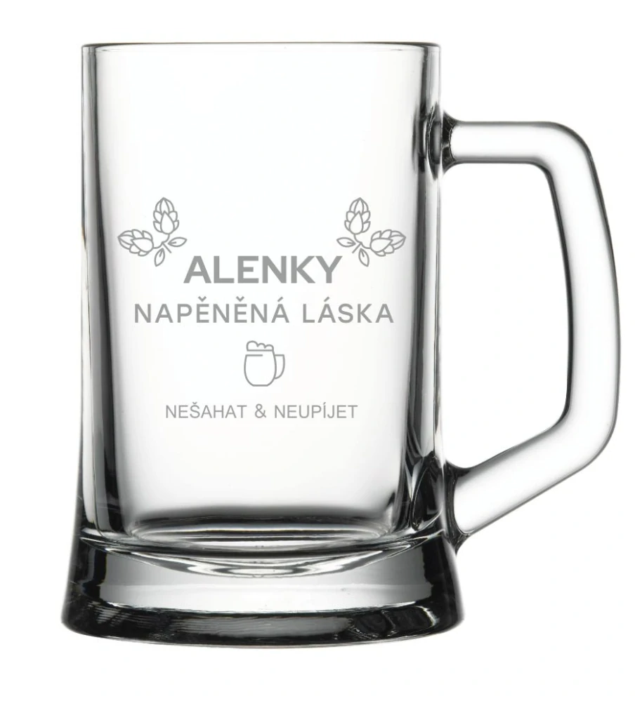 Půllitr s pískovaným motivem "NAPĚNĚNÁ LÁSKA"