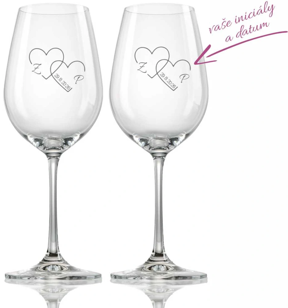 Svatební skleničky na víno Iniciály, 2 ks