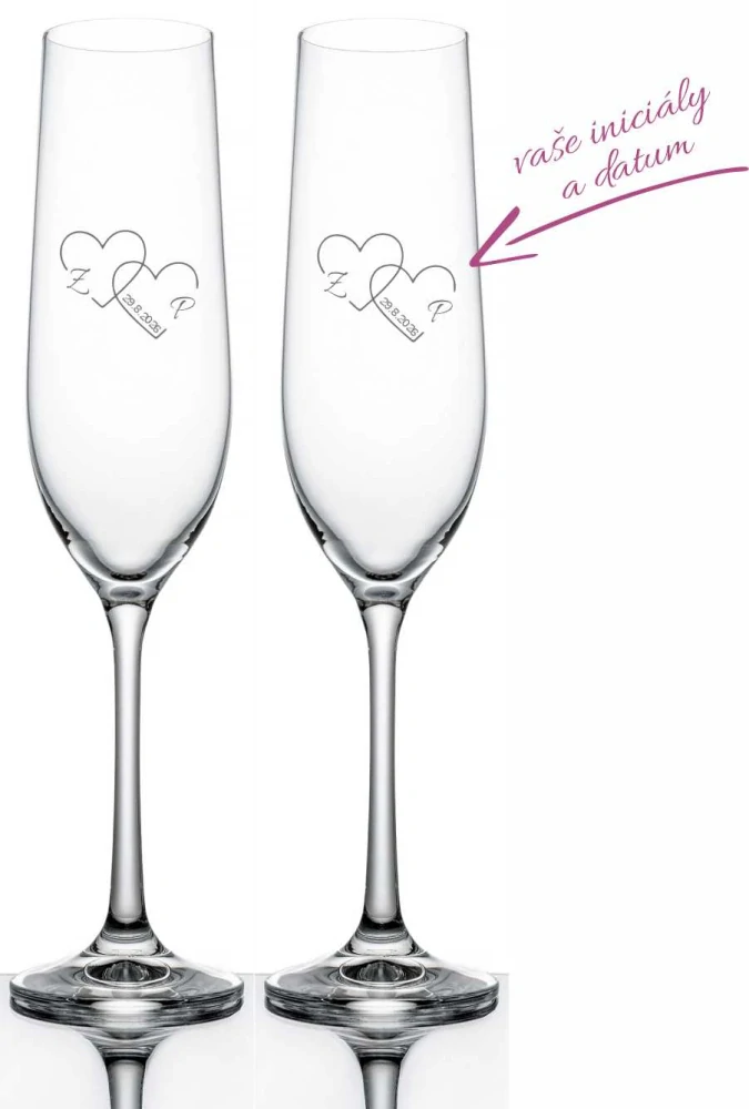 Svatební skleničky na sekt Iniciály, 2 ks