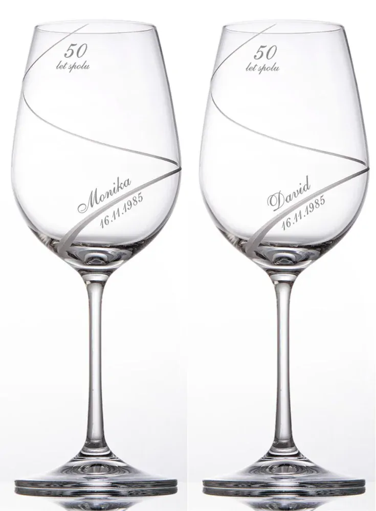 Skleničky na víno k výročí svatby SPIRÁLA, 2 ks