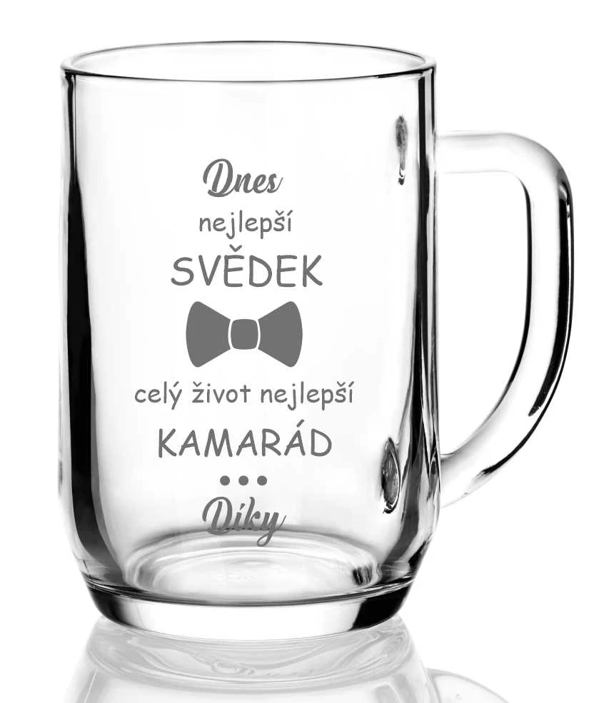 Půllitr s pískovaným motivem "SVĚDEK"