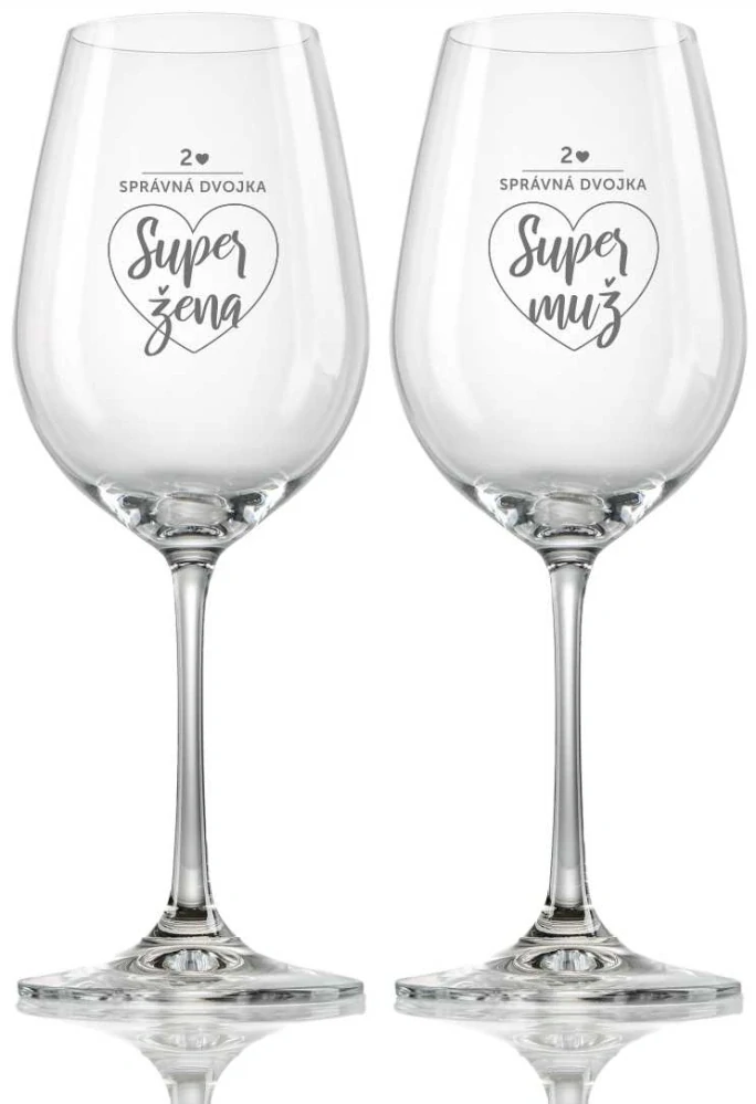 Svatební skleničky na víno "Správná dvojka", 2 ks