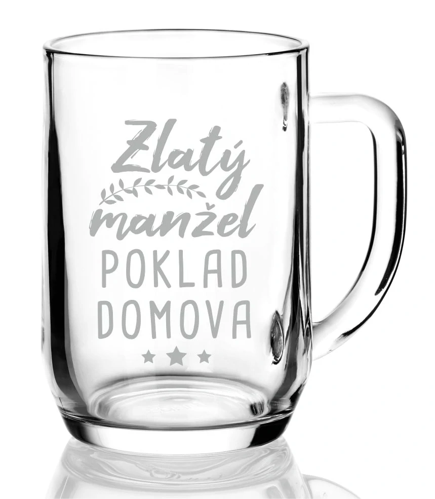 Půllitr s pískovaným motivem "ZLATÝ MANŽEL"