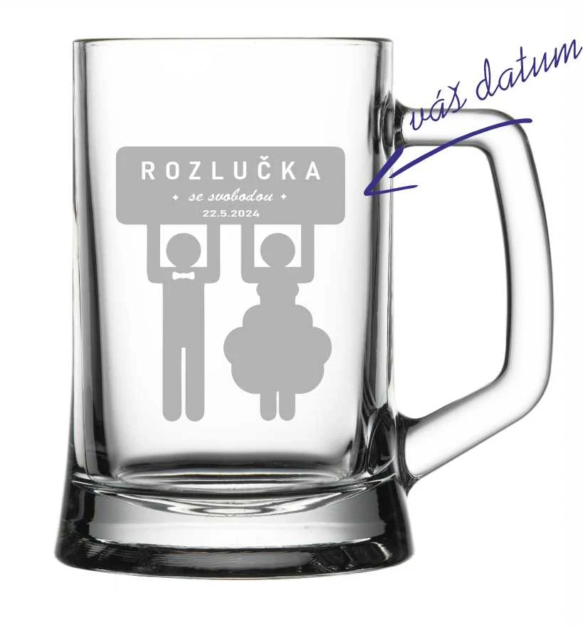 Půllitr s pískovaným motivem "ROZLUČKA"