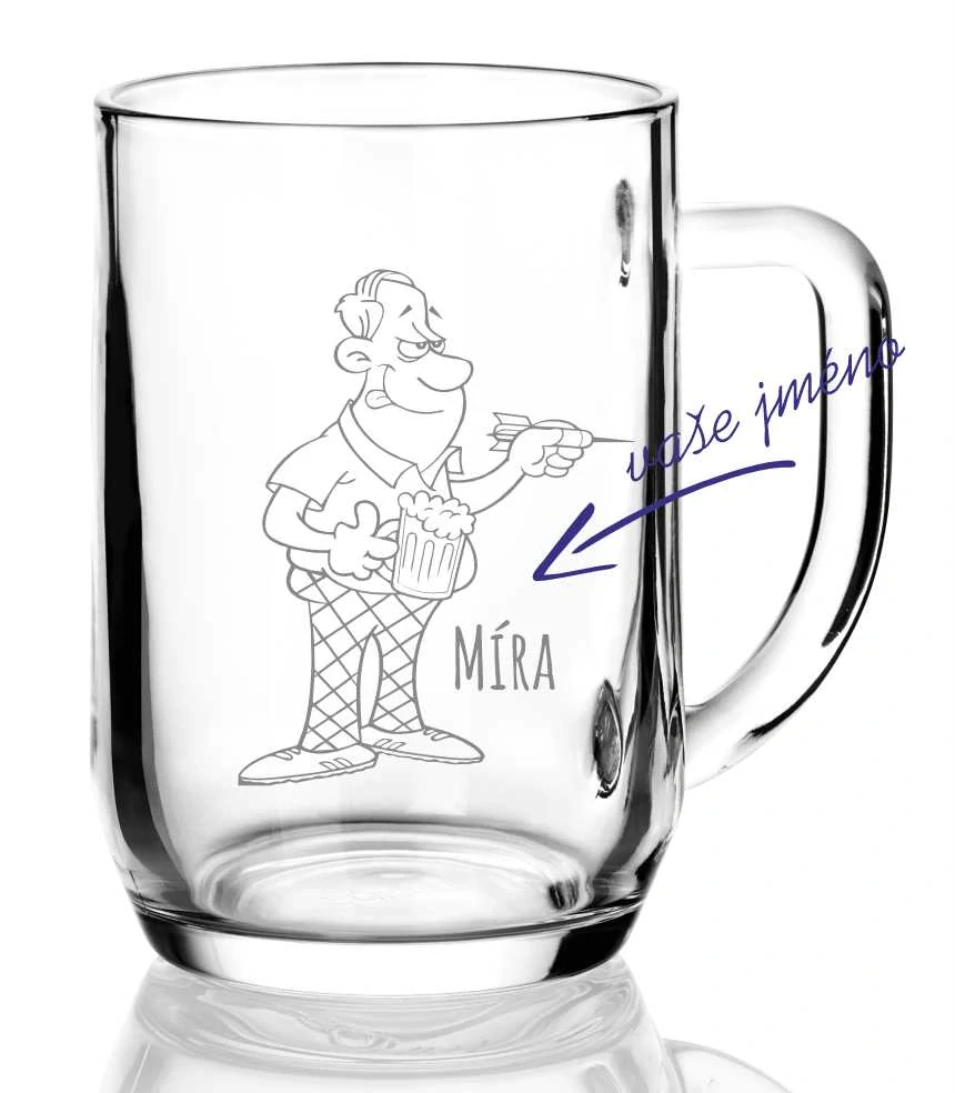 Půllitr s pískovaným motivem "ŠIPKAŘ"