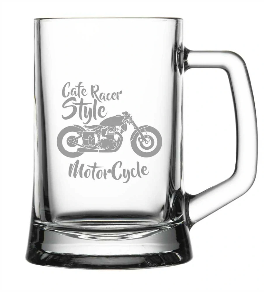 Půllitr s pískovaným motivem "CAFE RACER"