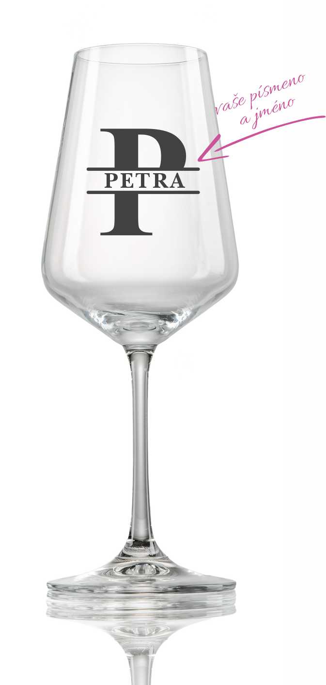 Sklenička na víno "PÍSMENKO", 1ks