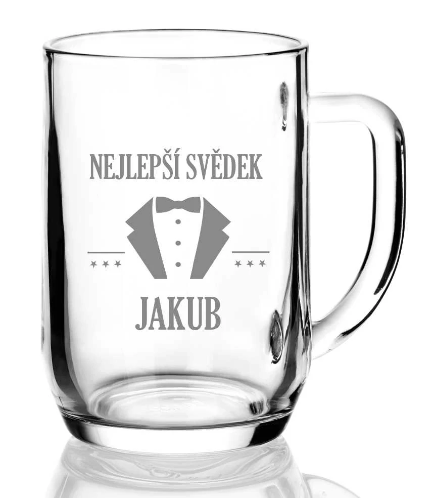 Půllitr s pískovaným motivem "NEJLEPŠÍ SVĚDEK"