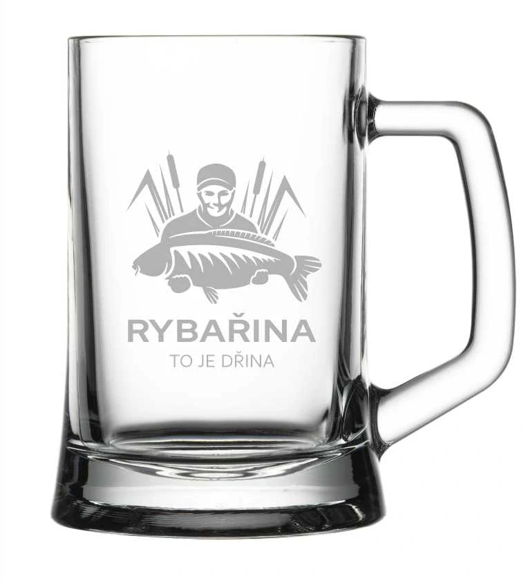 Půllitr s pískovaným motivem "RYBAŘINA"