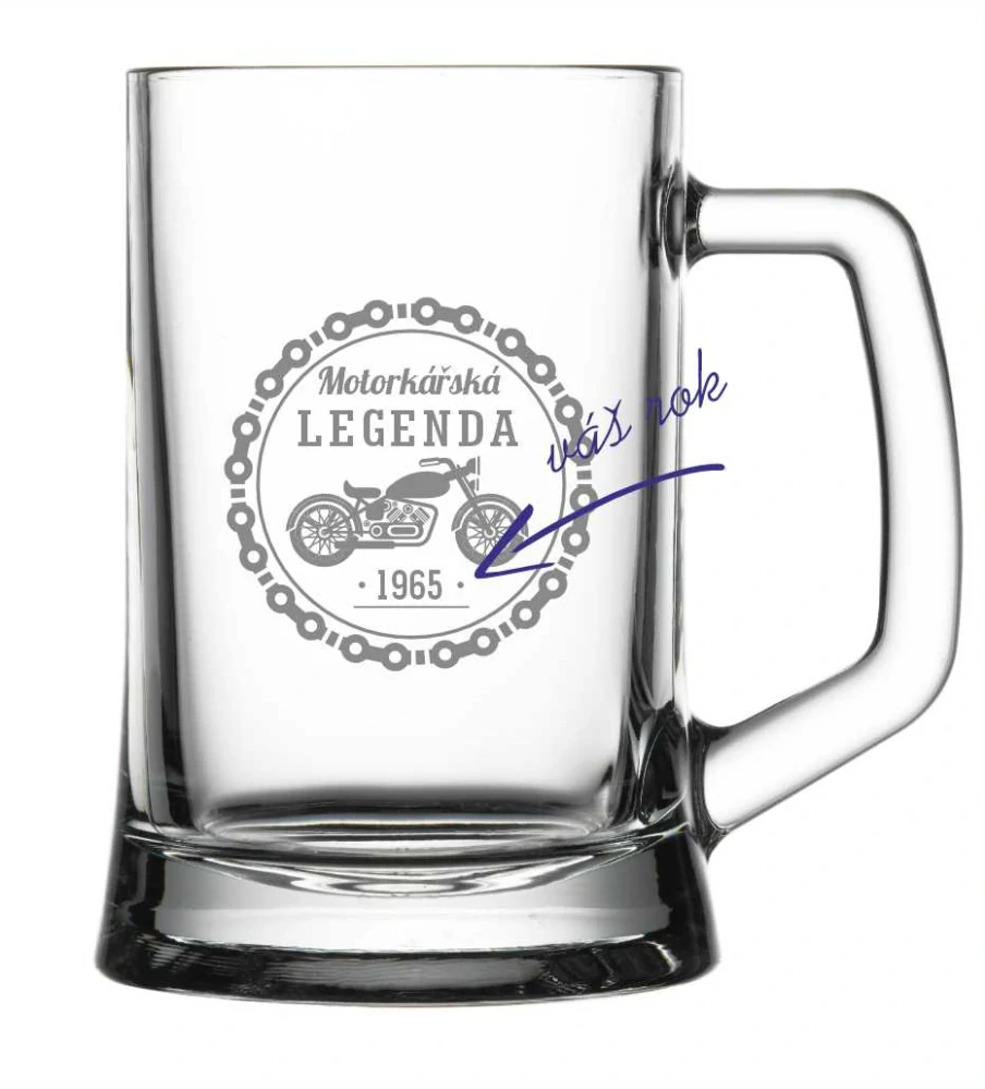 Půllitr s pískovaným motivem "MOTORKÁŘSKÁ LEGENDA"