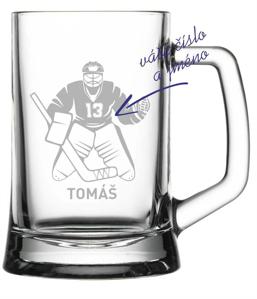 Půllitr s pískovaným motivem "BRANKÁŘ"