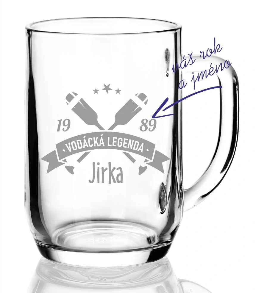 Půllitr s pískovaným motivem "VODÁCKÁ LEGENDA"