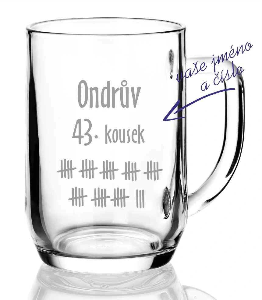 Půllitr s pískovaným motivem "PIVNÍ ČÁRKY"