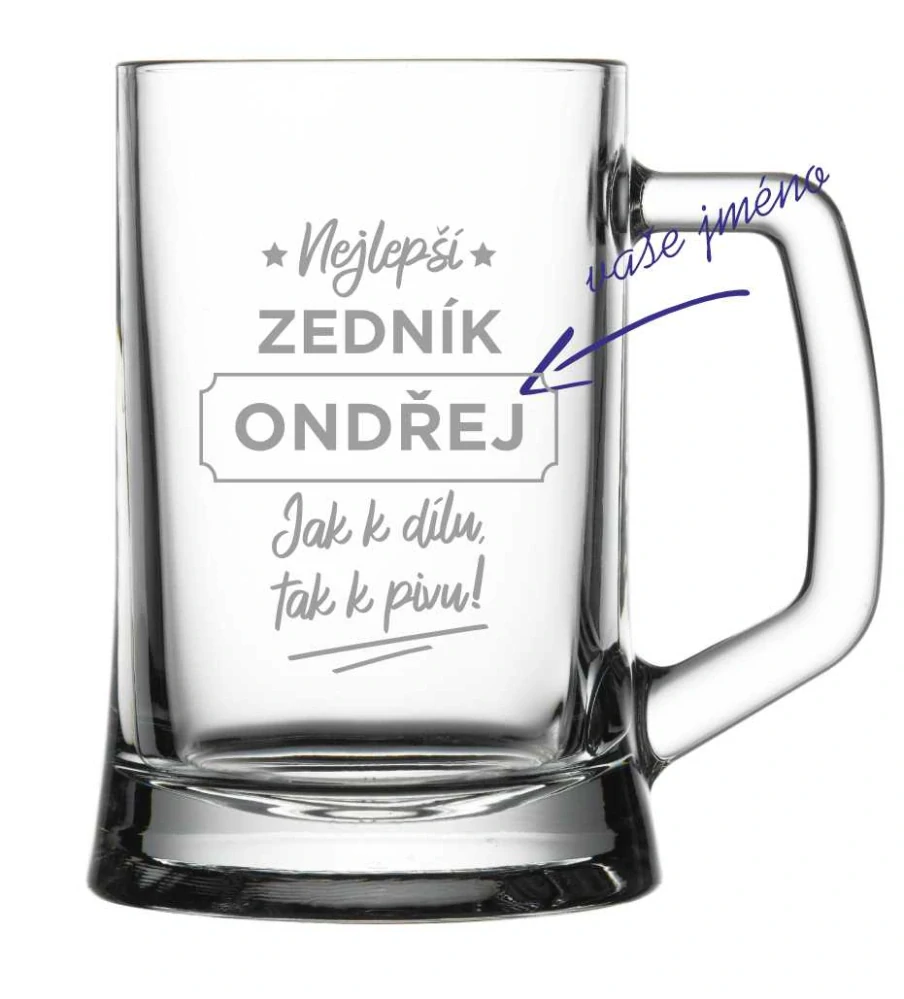 Půllitr s pískovaným motivem "ZEDNÍK"