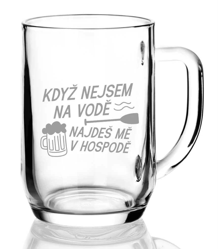 Půllitr s pískovaným motivem "NA VODĚ"