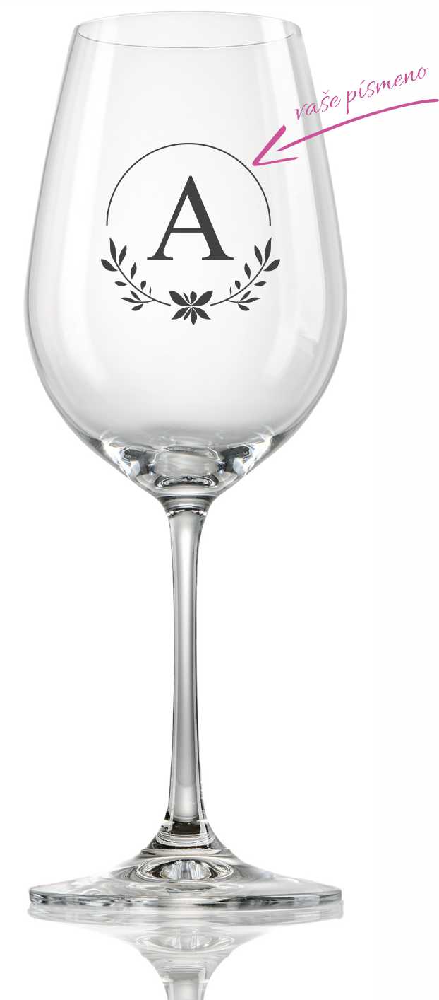 Sklenička na víno "KKĚTINOVÝ MOTIV S PÍSMENEM", 1 ks