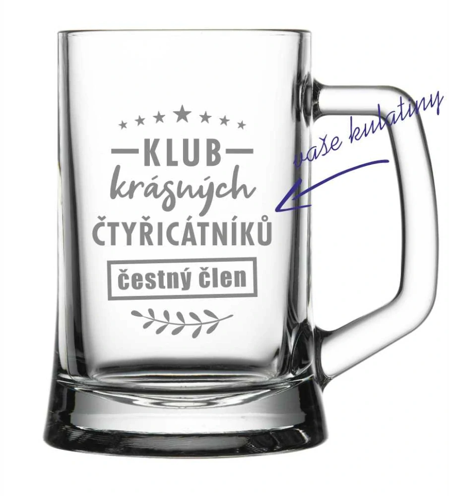 Půllitr s pískovaným motivem "ČESTNÝ ČLEN"